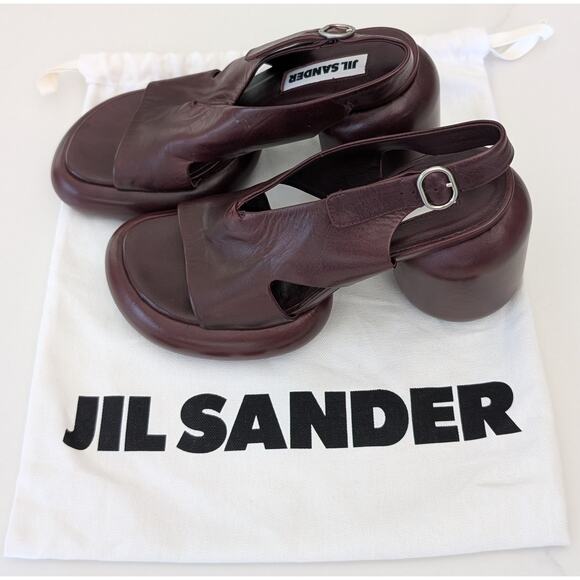 Jil Sander Ribes Leather Column Heel Slingback Sandals Women’s EU 36 US 6 Chic - Picture 7 of 9